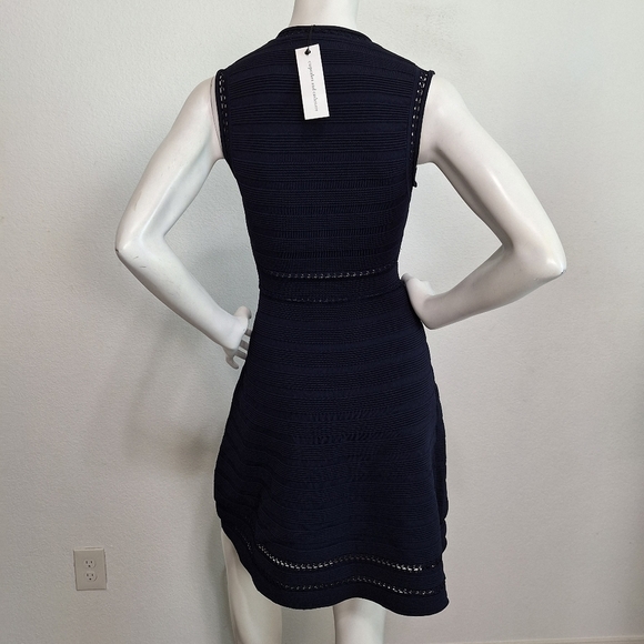 Cupcakes & Cashmere “NEW” Preppy Navy Blue Ink Rib Knit Minimalist Midi Dress XS - Picture 6 of 12